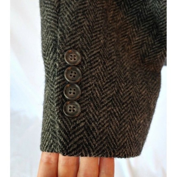 Men's Lacrosse Gray Herringbone Jacket Tailored Blazer Made in the USA Macon GA - Picture 6 of 9